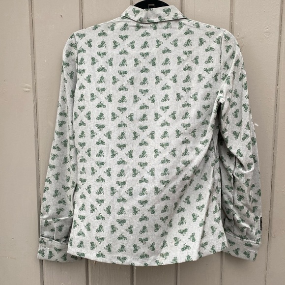 Grey Motorcycle Novelty Print Button Down Peter Pan Collar Mary West, France - Picture 6 of 10